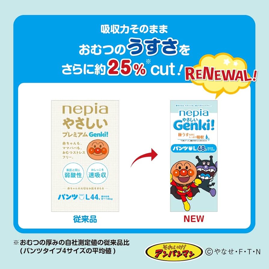 ネピアGenki オムツ Bigサイズ42枚3パック+Lサイズ48枚1パック