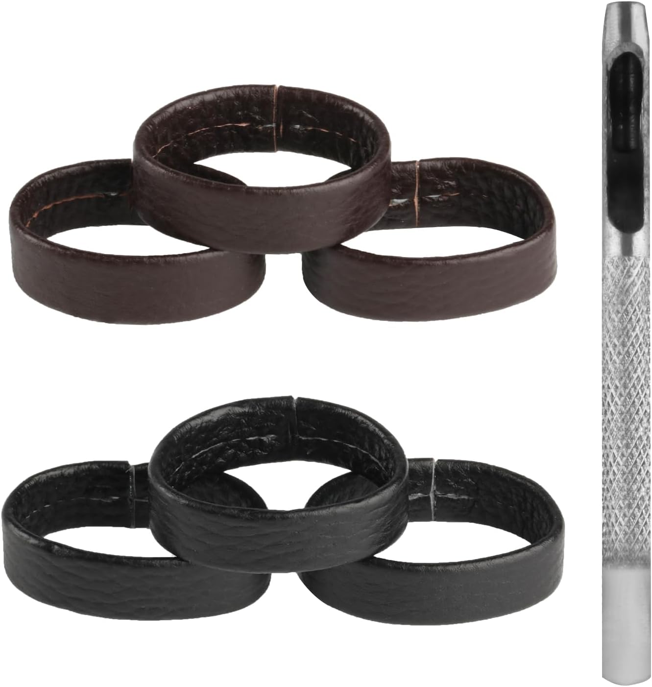 QBXMY77 Pcs Belt Loop Keepers, Cowhide Leather Loop Keeper,Belt Keepers Belt Loops,Belts Straps Holder Retainer Band for 1.1" - 1.57"(28mm-40mm) Wide Belts/Straps,Mens Belt Accessories + 4mm Puncher