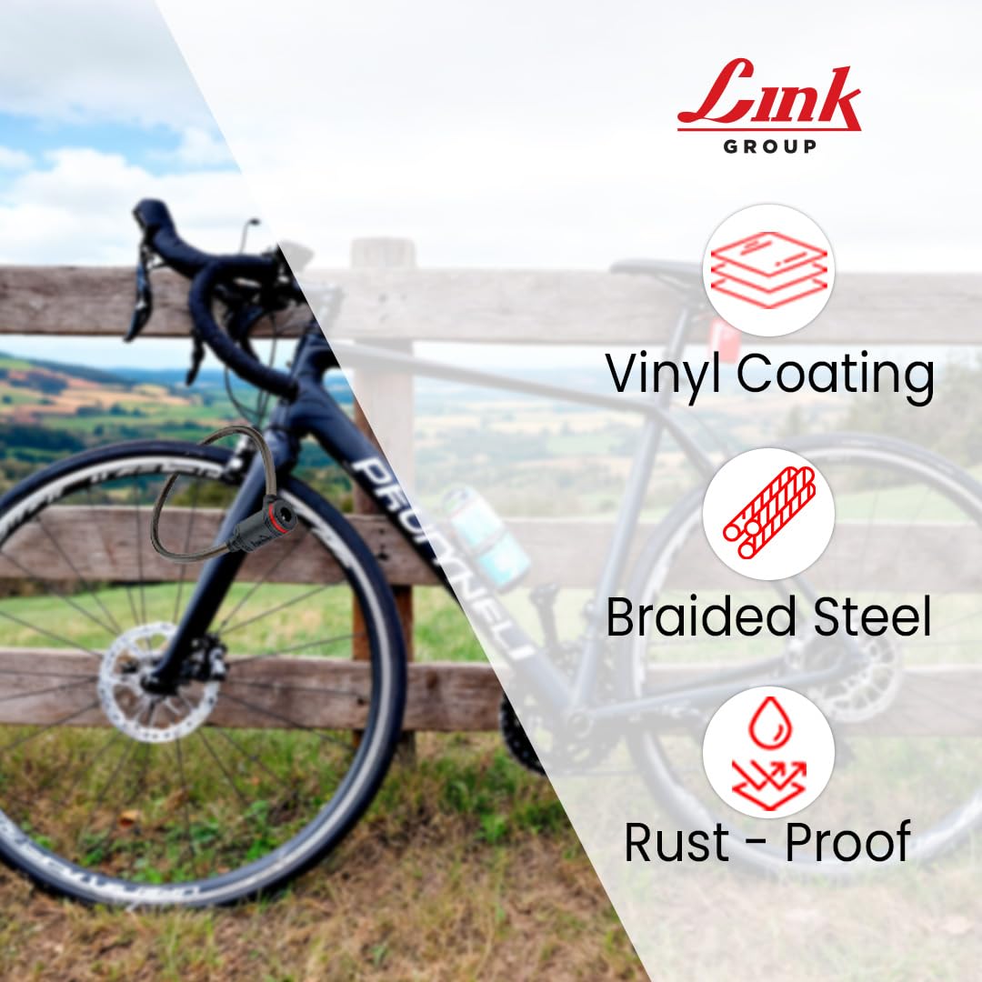 Link Heavy Duty Steel Cable Lock – 50cm Length, 7mm Thickness, Key Lock with 2 Keys – for Bikes, Cycles, Helmets, Scooters, Gates (Pack of 1)
