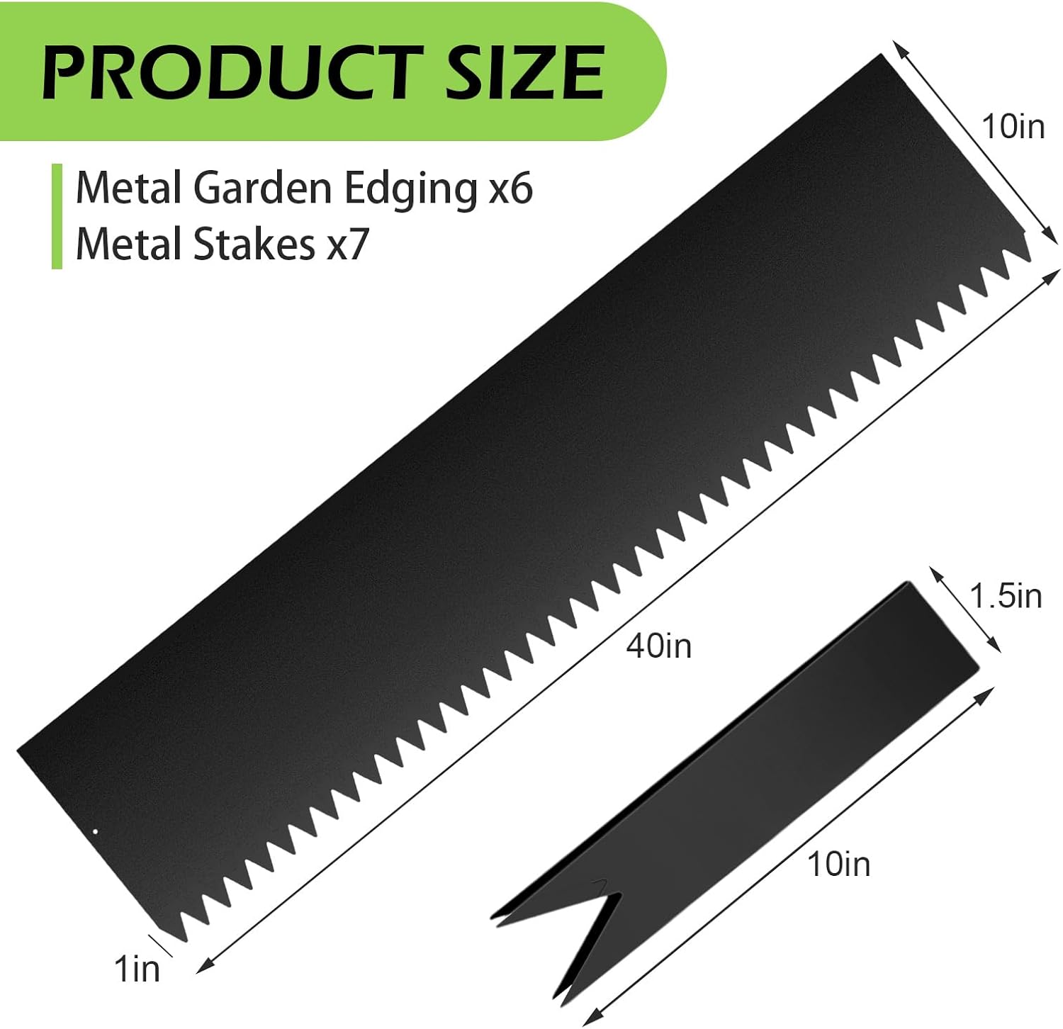 Landscape Edging Kit, 6PCS 40" L x 10" H (20ft Total) Galvanized Steel Landscape Lawn Edging Powder for Lawn Yard, Coated Bendable Metal Strips, No-Dig Hammer-in Edging Border w/7Clips