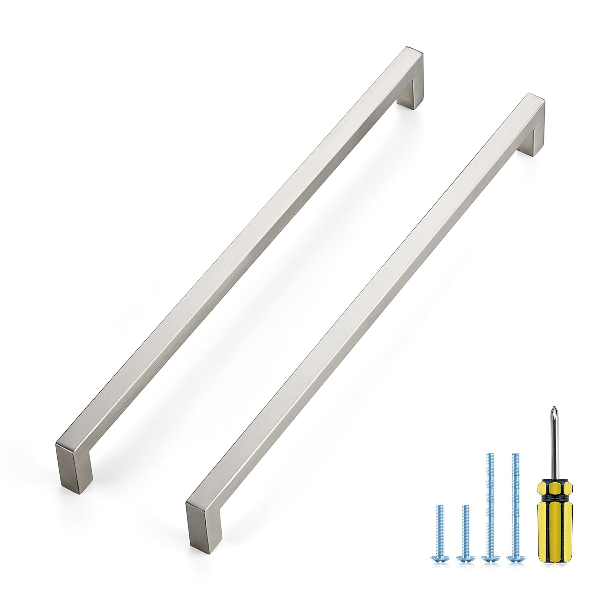 Ravinte Brushed Nickel Square Pulls Cabinet Handles,12-3/5 Inch,20 Pack