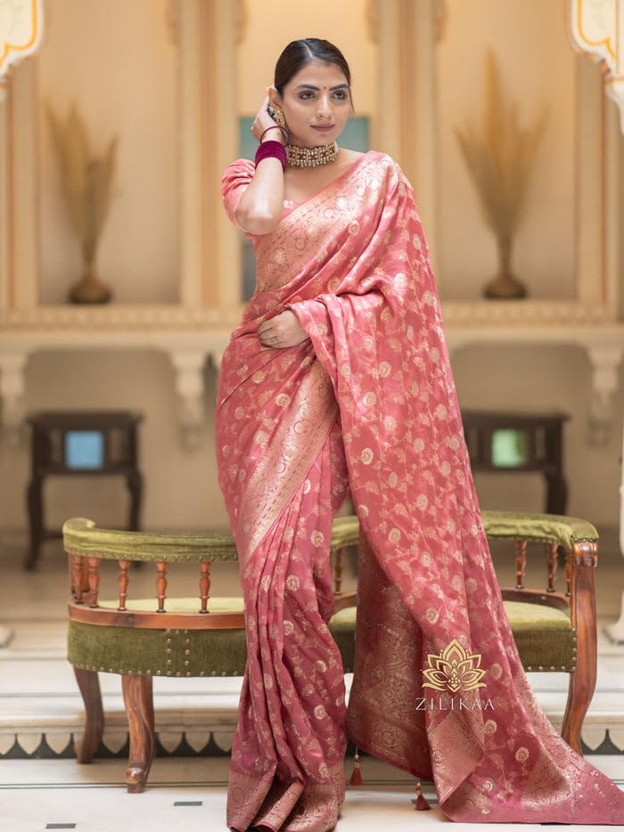 Image of C J Enterprise Women's Pure Kanjivaram Soft Silk Saree Banarasi Style Sarees For Wedding With Blouse Piece (Pari-165)