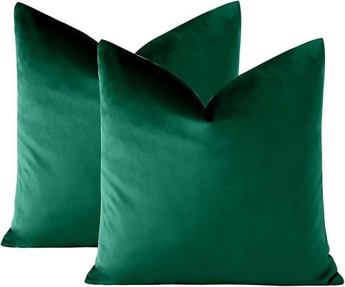 Miniatura 6 de OTOSTAR Juego de 2 fundas de almohada decorativas de terciopelo suave de 24 x 24 pulgadas, fundas de cojín cuadradas sólidas para decoración del