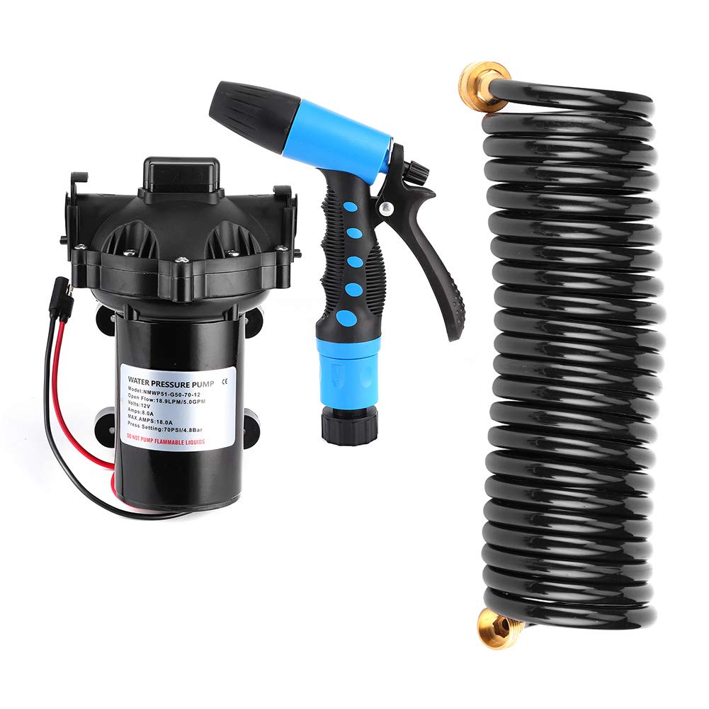 Pompa dell'acqua 12V Marine, Kit pompa di pulizia del ponte a cacciata 12V Flusso di acqua di mare dolce 5,0 GPM per Rv Boat Marine