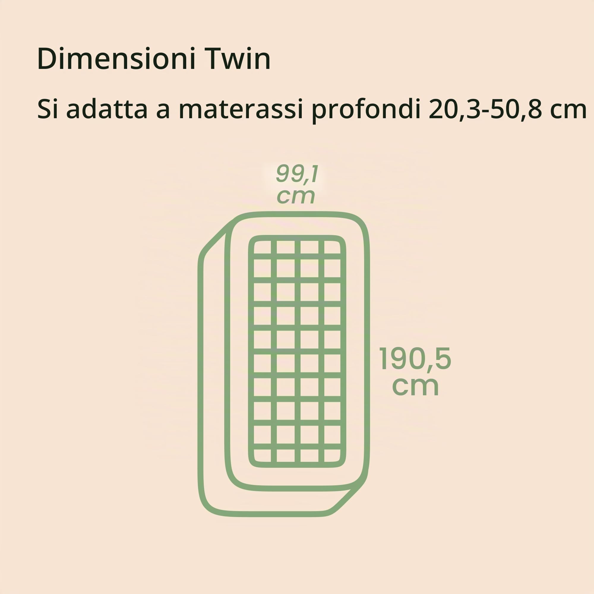 Niagara Topper singolo 99 x 190 cm in bambù - Traspirante e fresco, progettato per alleviare il mal di schiena - Il coprimaterasso con tasca profonda si adatta a materassi 20x50 cm