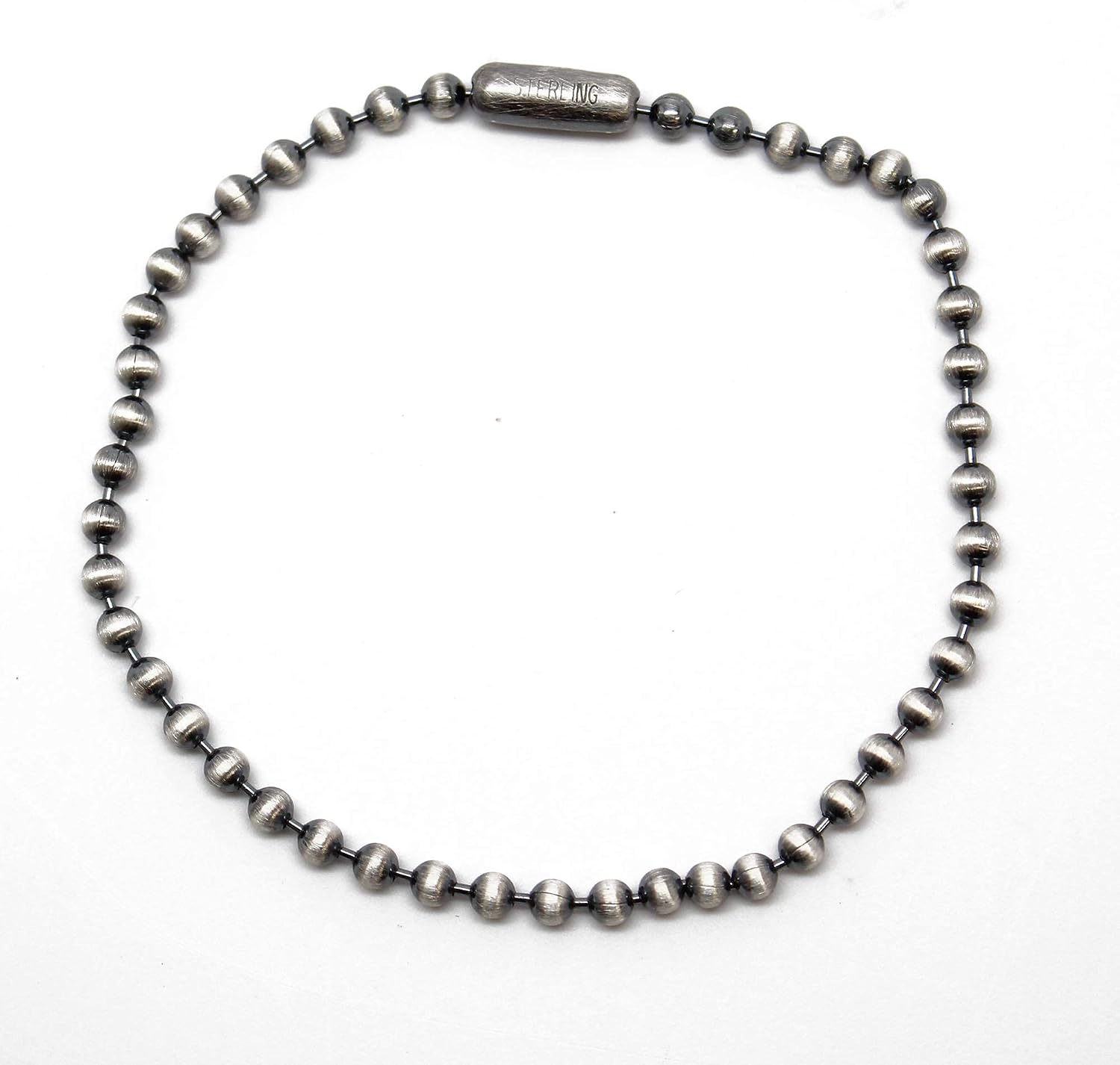 Handmade 3mm Sterling Silver Bead Ball Chain Bracelet or Necklace, Oxidized or Shiny, Made to Order Lengths, Unisex Silver Chain
