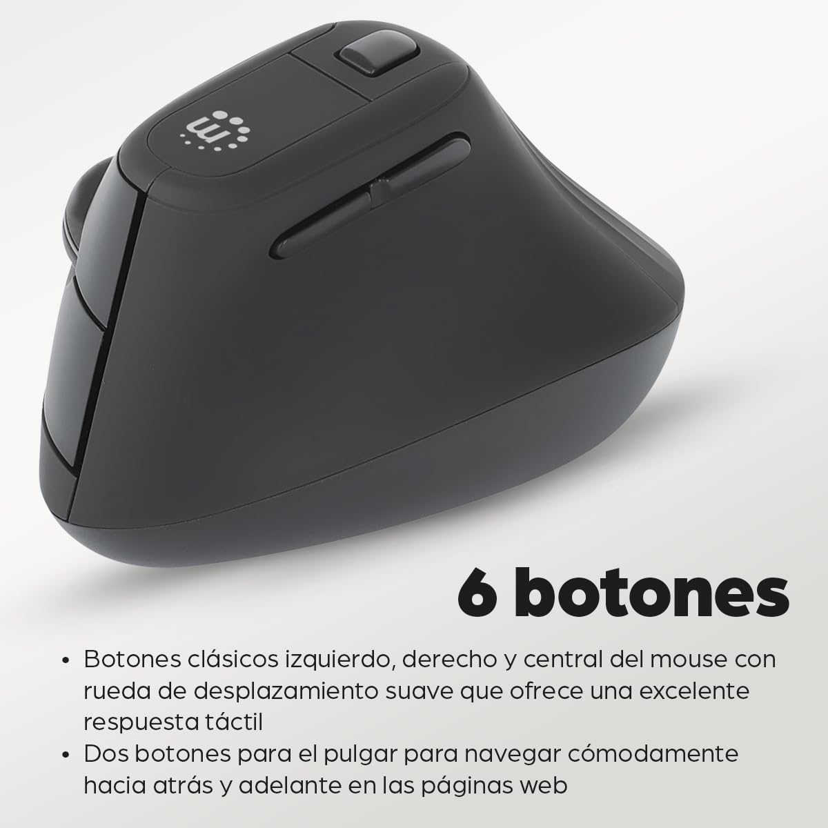MANHATTAN Ergonomiczna pionowa mysz bezprzewodowa USB-A czarna