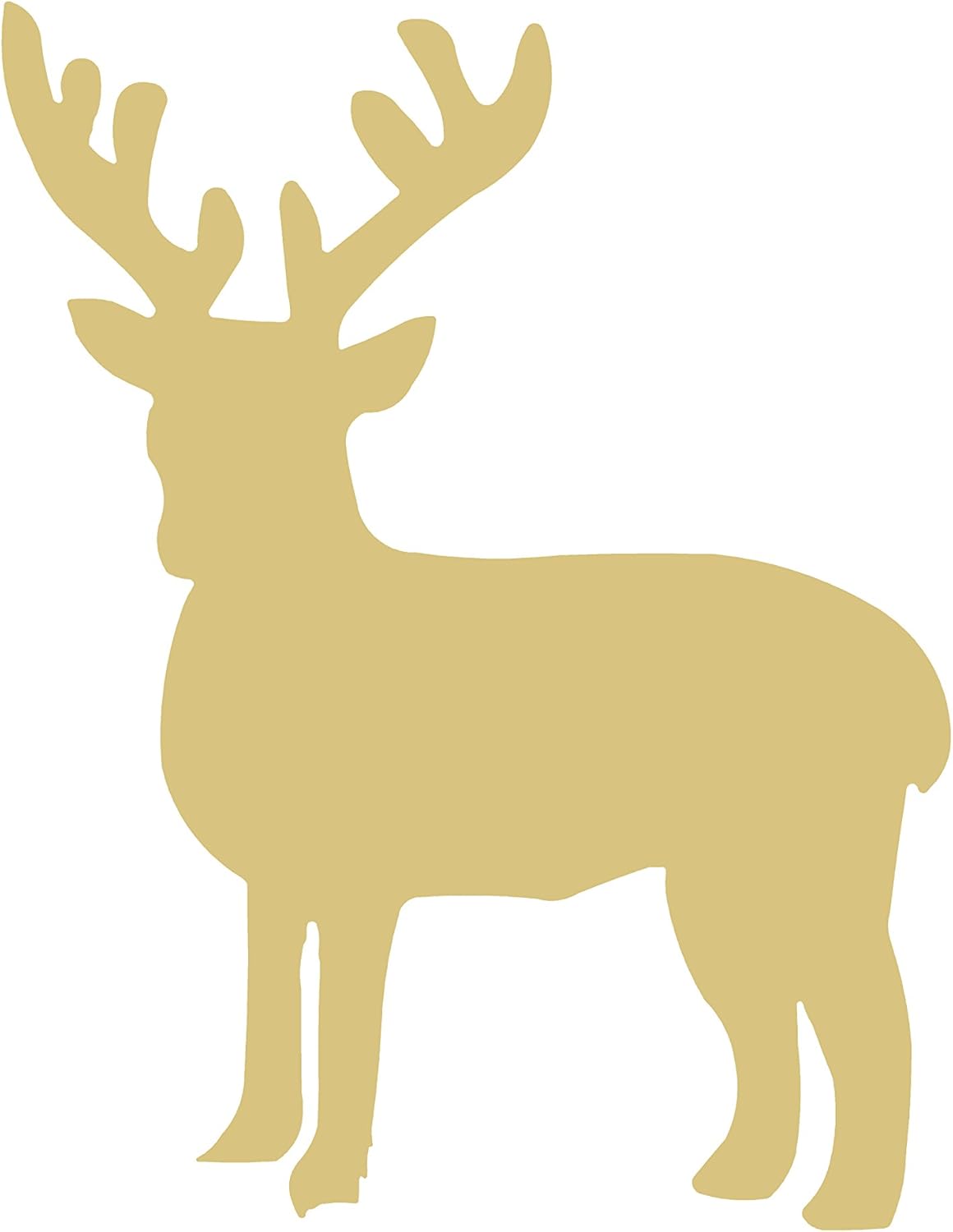 Deer Cutout Unfinished Wood Antlers Caribou Reindeer Forest Animal Buck Doe Zoo MDF Shape Canvas Style 4