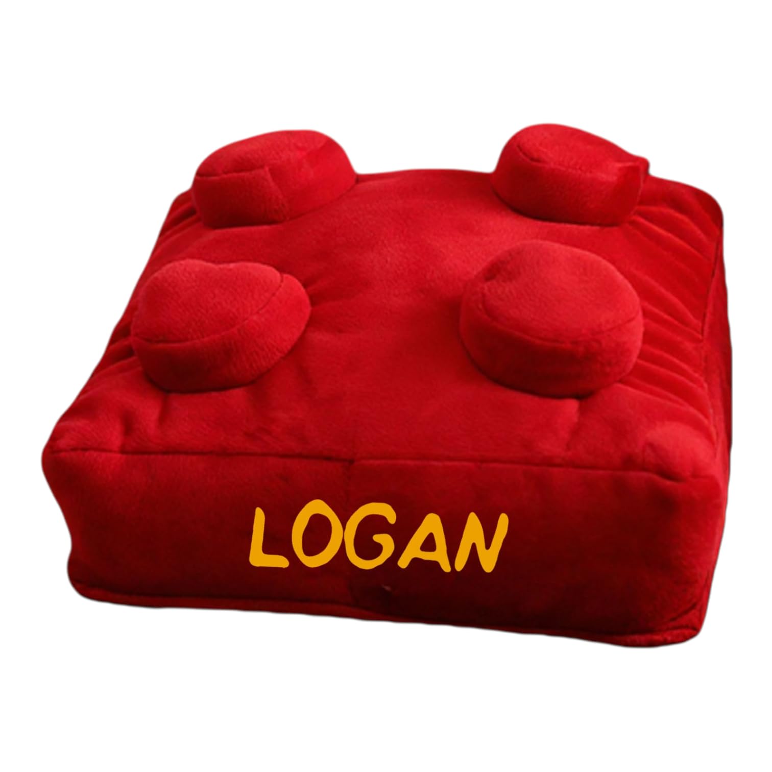 Echo Three Building Brick Personalised Cushion Square Red | Custom Play Pillow Kids Room Home Decor Filled | Named Decorative Retro Fun Novelty Cushion Toy Large