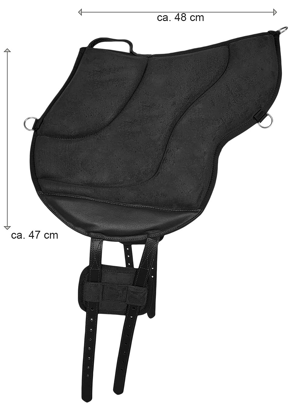 A&M Reitsport Reitpad, Bareback Pad mit Klettkissen, baumloser Sattel 1060, Neu, Farbe:Schwarz