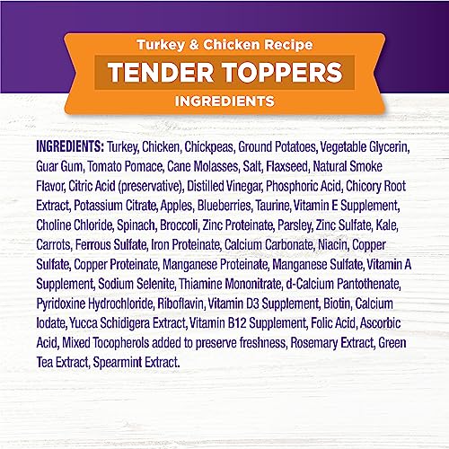 Image of Wellness Bowl Boosters Tender Toppers Dog Food Topper for Small, Medium, and Large Breeds, Grain Free, Natural, Turkey and Chicken Recipe, 8 oz Bag (Pack of 2)
