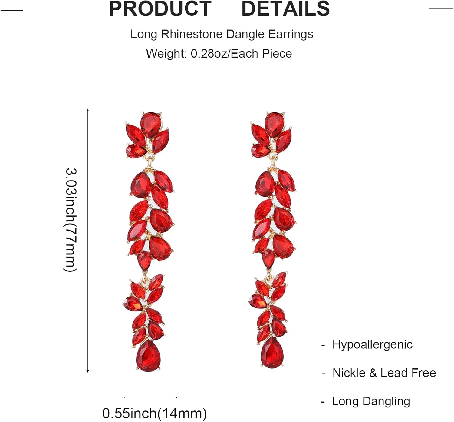 Long Rhinestone Dangle Earrings Sparkly Crystal Teardrop Dangling Earrings for Women Wedding Brides Prom Jewelry - Image 7