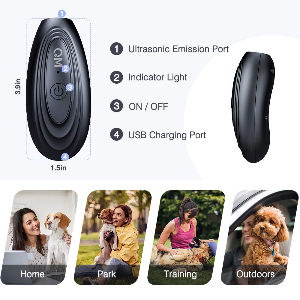 Antiladridos para Perros,Ahuyentador de Perros Potente16.4FT,portátil Antiladridos Para Perros Ultrasonidos,Dispositivo antiladridos para Perros Recargable para Perros pequeños, medianos y Grandes