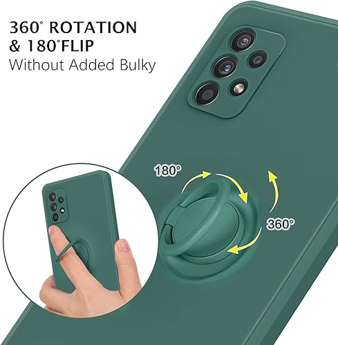 Miniatura 3 de KANGYA - Funda para Samsung Galaxy A52 5G, silicona líquida delgada, soporte con soporte para anillo de dedo, soporte para coche, protección contra