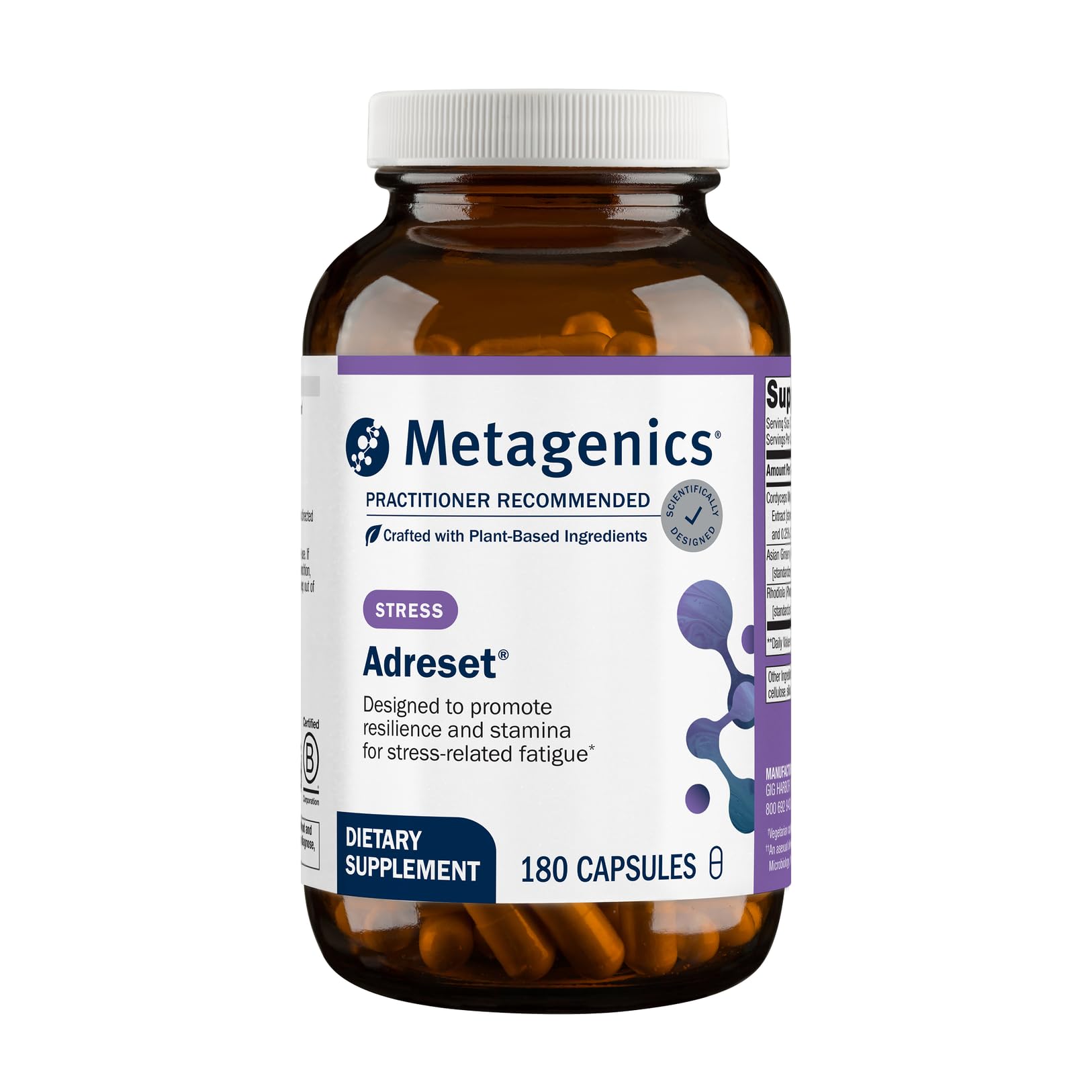 Metagenics Adreset - Adaptogen Supplement - Fatigue Relief* - with Asian Ginseng & Cordyceps - Non-GMO & Gluten-Free - 180 Capsules