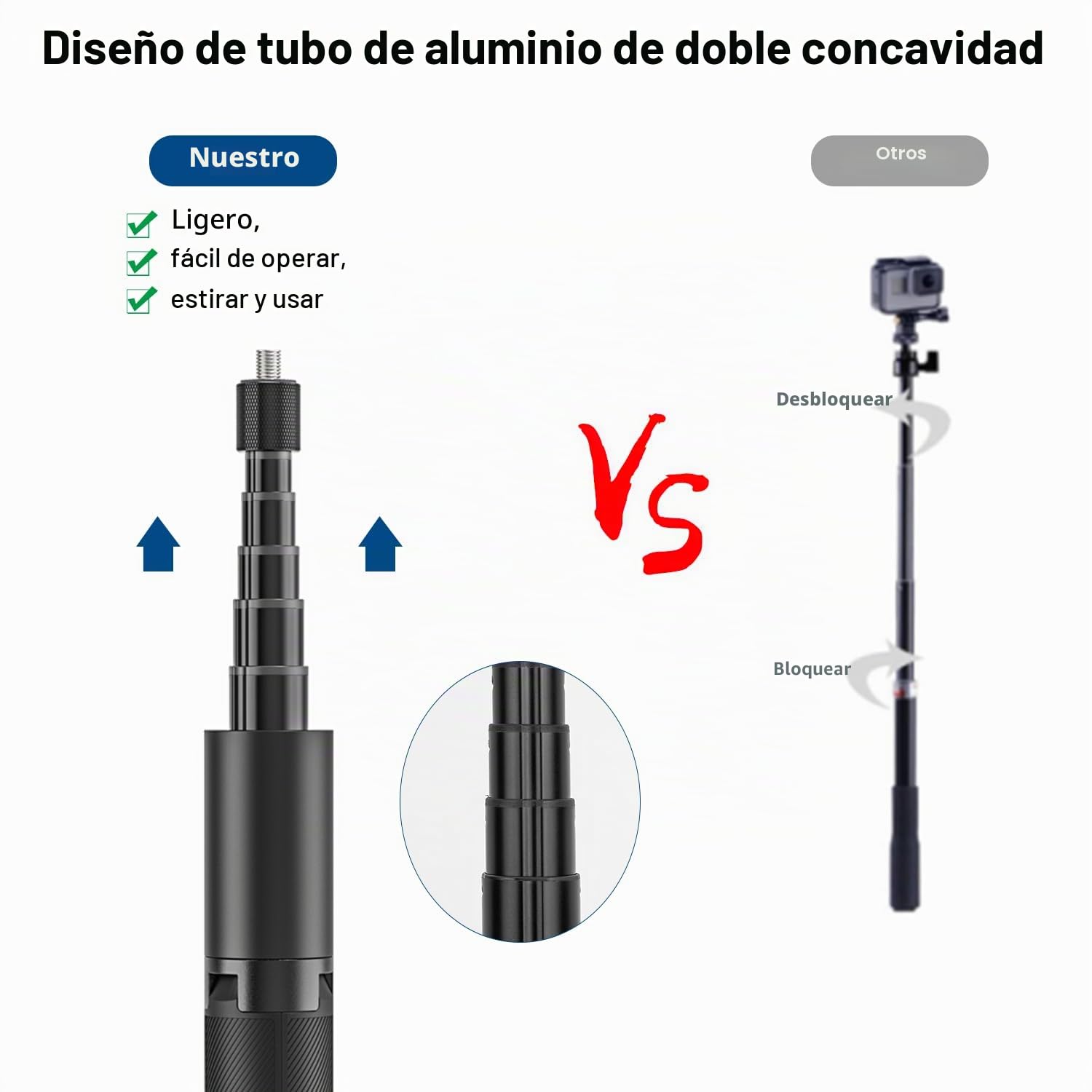 Wiseten Trípode de Palo Selfie para GoPro Insta 360, 120cm Mango Extensible Portátil Ligero Trípode Monopié Accesorios para GoPro Hero 13 12 11 10 9 8 7 Black insta360 X5 X4 dji Osmo Pocket 3 4