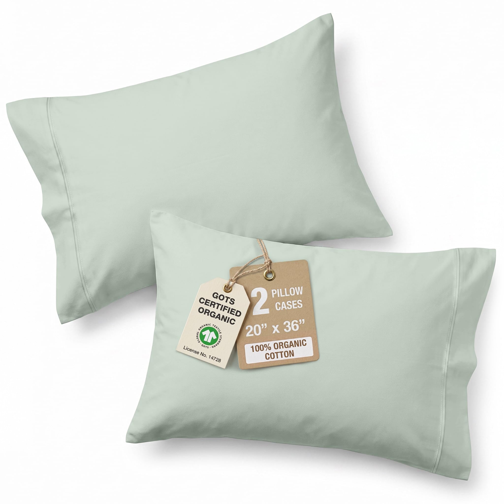 100% Organic Cotton Pillow Cases - King Size, Ultra Soft and Crisp, Cool Percale Pillow Covers, Sleeping Pillow Covers, Set of 2 - Cool Blue โ image 1