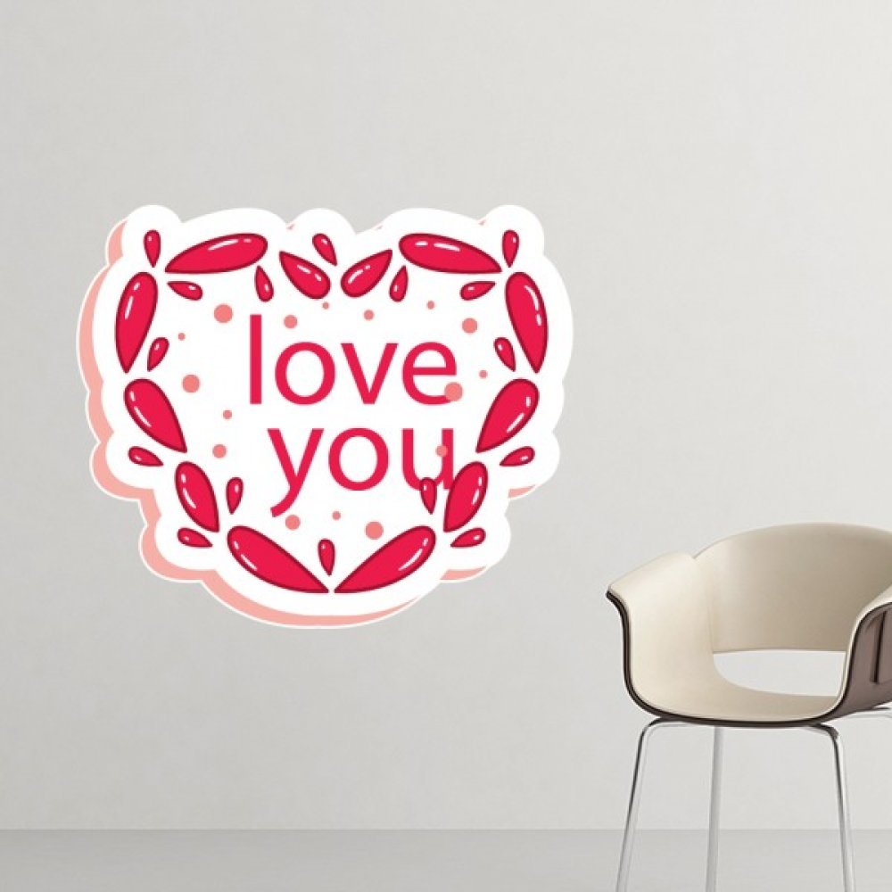 Sticker mural coeur rose 35cm pour decoration romantique de chambre