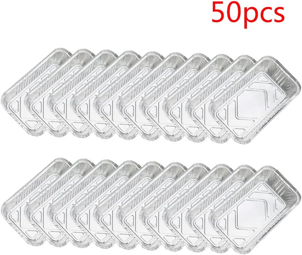50Pcs 850ml Aluminum Foil Grease Drip Pans Trays for BBQ Grills