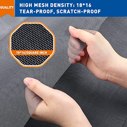 Magzo Window Screen Replacement, 48"W X 99"L Durable Windows Door Fiberglass Screen Mesh Diy Adjustable Screen Replacement For Patio Entry Porch Screen Mesh Curtain Net Grey #TOP2