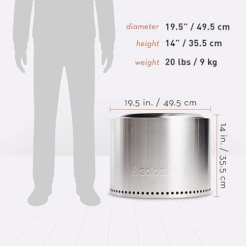 Miniatura 4 de Solo Stove - Fogata de 19.5 pulgadas, hoguera sin humo con cenicero extraíble removible, hoguera portátil para exteriores, acero inoxidable