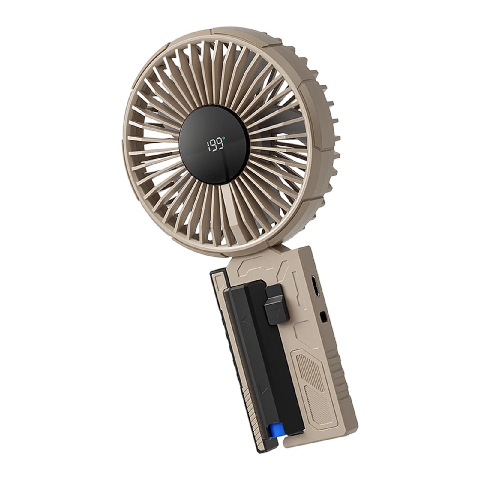 Kaeltsyn Rechargeable Handheld Electric Fan with LED Display Strong Airflows Mecha Handheld Fan