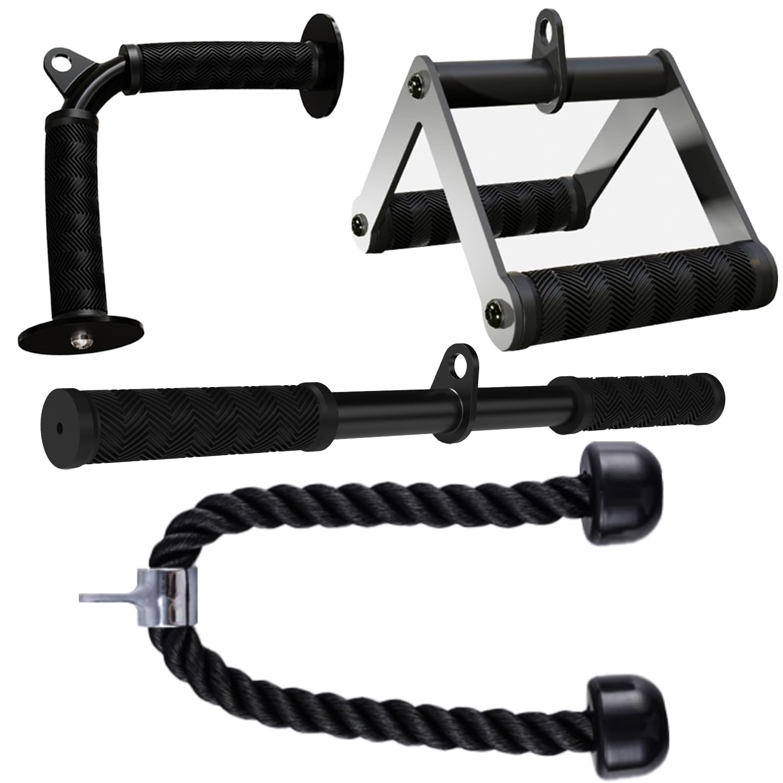 Fitarc Kabelmaschinen-Zubehör Set, Lat Pulldown Zubehör für Heimfitnessgeräte, Trizeps-Zuggriff für Heimfitness-Zubehör, Lat Pulldown Stange und Trizepsseil für Kabelmaschine