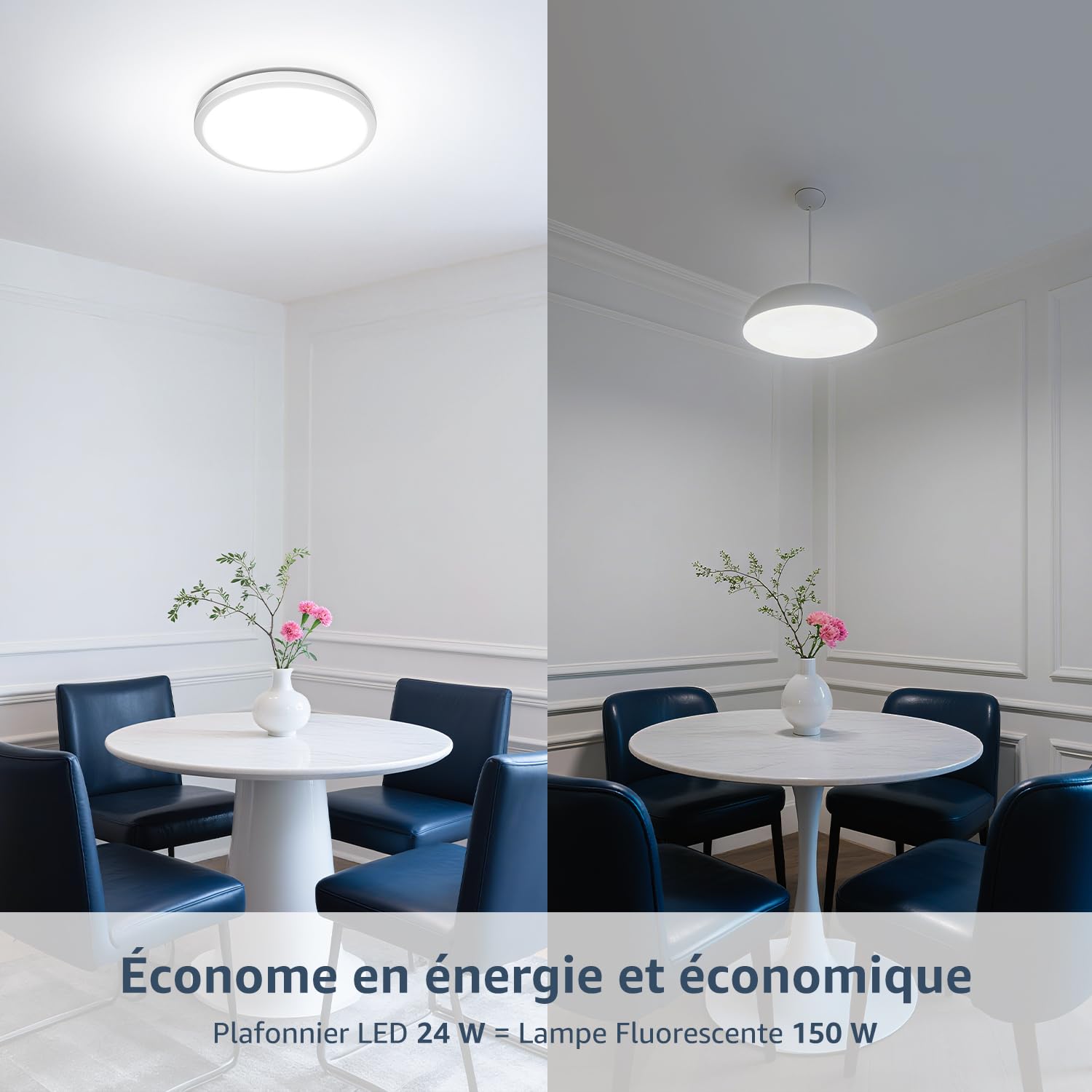 Lepro Plafonnier Salle de Bain 24W 5000K 2400 lm, Non Dimmable, IP44, 2Pcs
