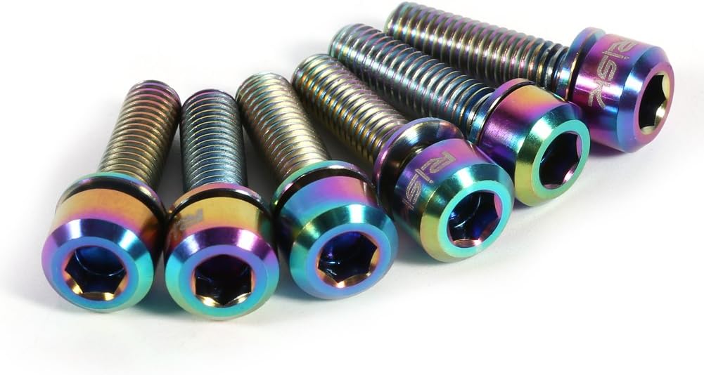 6Pcs Bike Stem Bolts, M5 Titanium Alloy Bolts Screw Bicycle Stem Parts