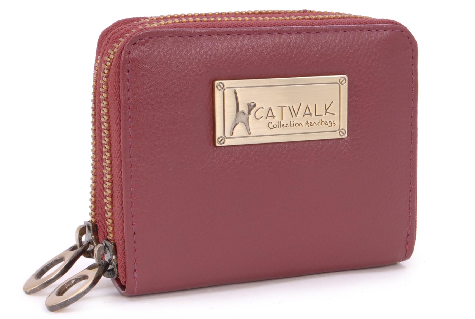 Catwalk Collection Handbags - Portafoglio Pelle - Porta Carte Donna - Borsellino - Protezione RFID - Piccolo/Medio - Isla - Rosso