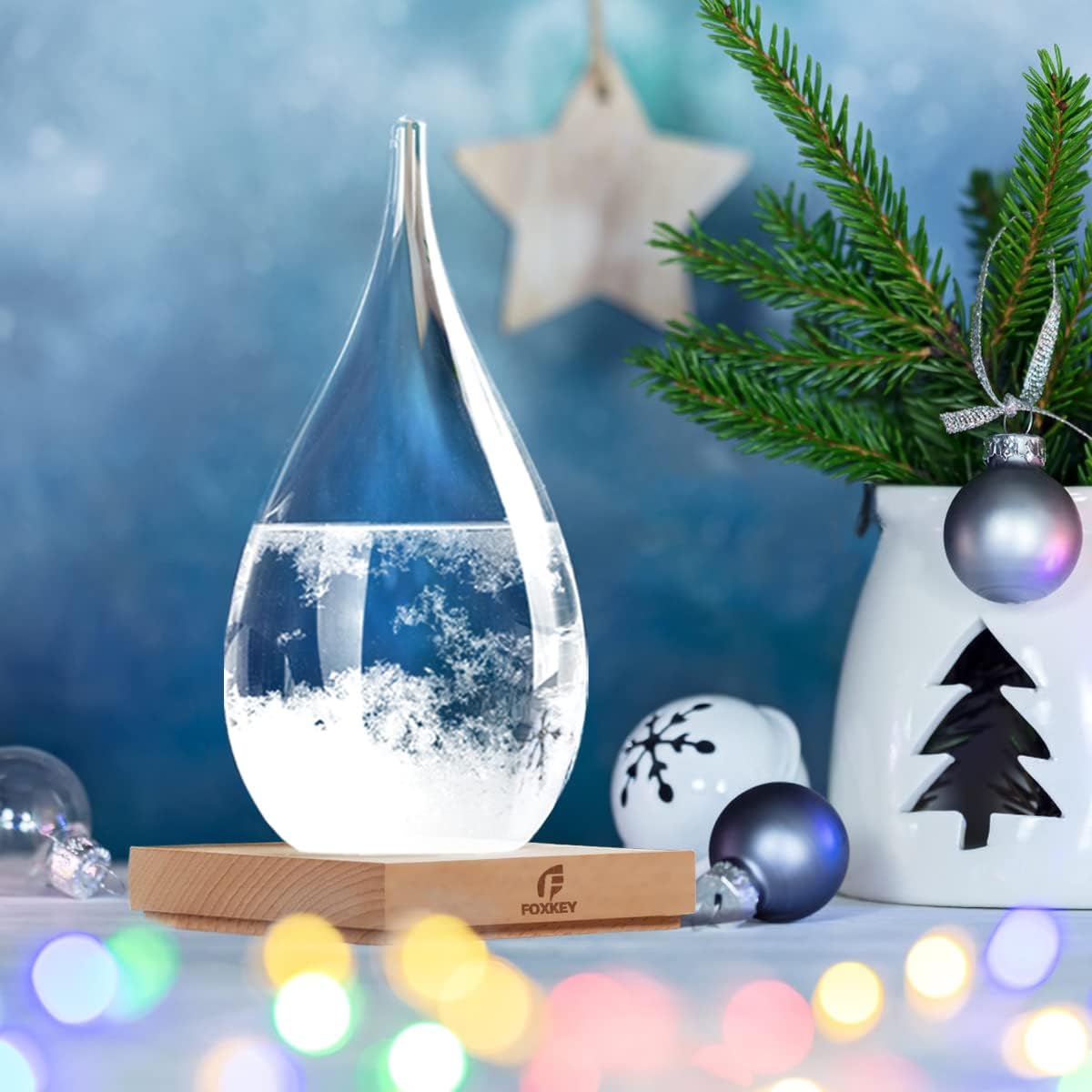 Storm Glass Christmas Snow Globe Weather Forecaster,Modern Fashion Weather Glass Barometer, Home and Office Furniture Decorations