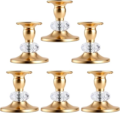 Juego de portavelas  12 portavelas cónicos plateados, latón vintage, soportes de vela de cristal de metal, elegantes portavelas para centro de mesa,