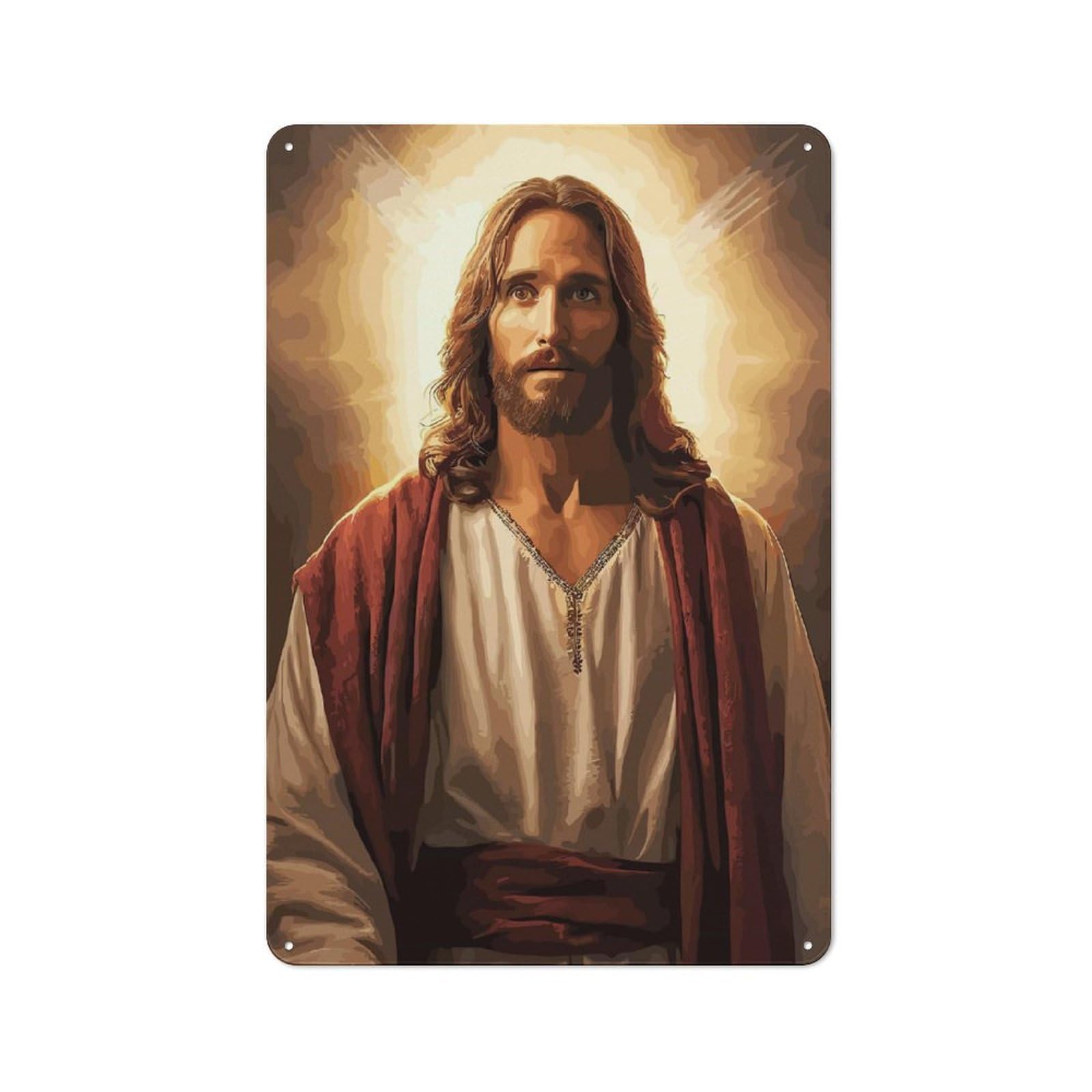 Vintage Tin Sign 30x20cm with Jesus Light for Hobby Room Or Studio, for Metal Sign Collectors, for Garage And Workshop Walls