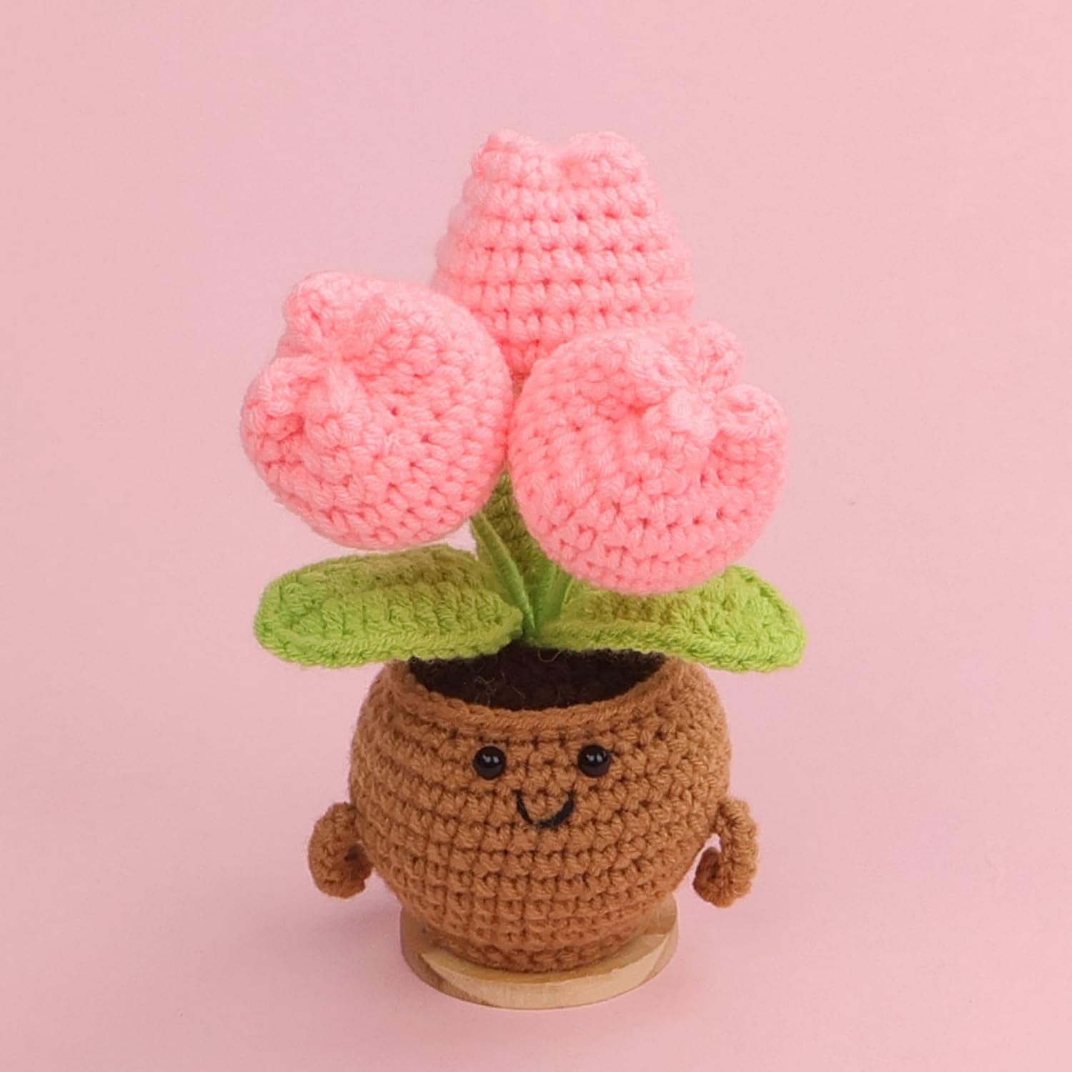 Tulipán de ganchillo como regalo emocional eterno para madres y amigas en color rosa