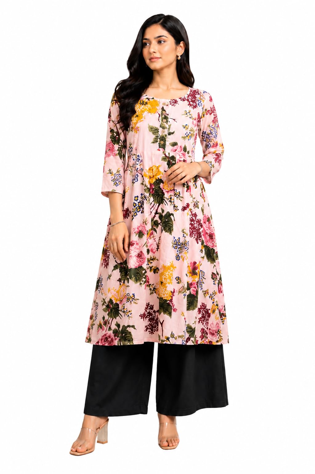 OM SHRI Women's Maternity Feeding Kurti for Women | Maternity Kurta with Feeding Zip | A-Line Flared Casual Kurti | Comfortable Ethnic Kurta for Women-image-34