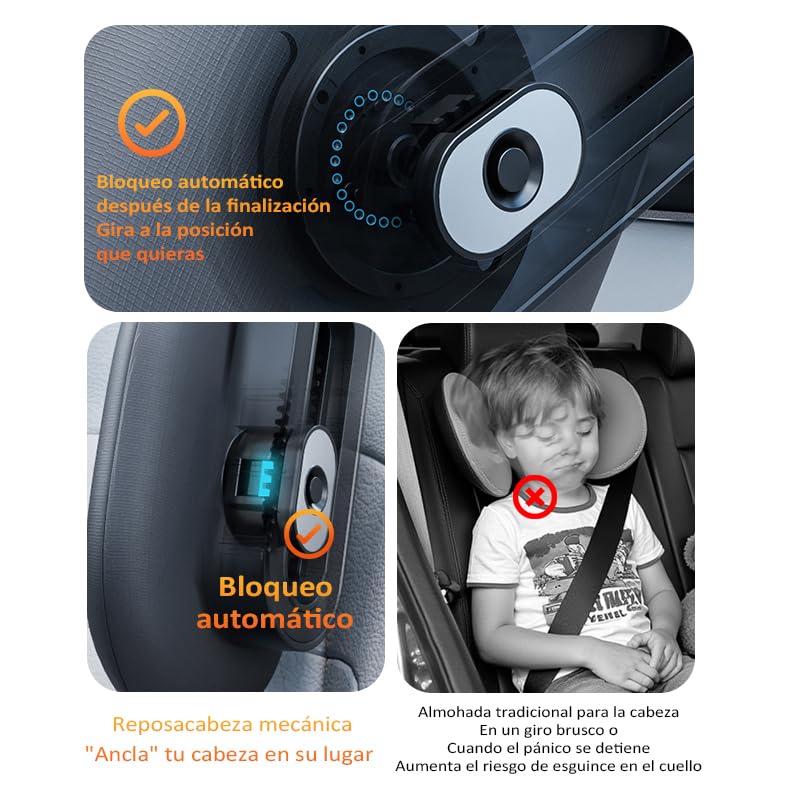 Cuscino multifunzione per auto con aste a tre assi e doppio gancio, morbida schiuma di memoria, supporto per il collo rimovibile, per bambini, adulti, per la scuola