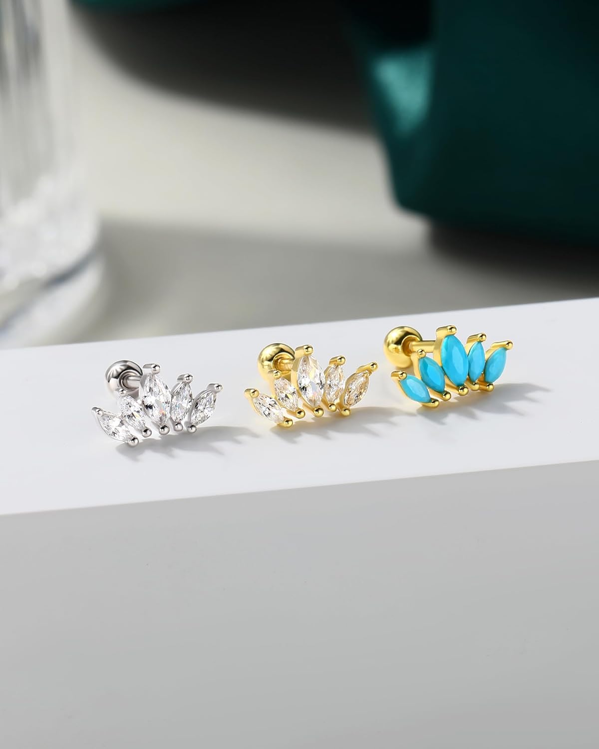 COCHARM 925 Sterling Silver Cartilage Earrings 18g Helix Conch Earrings Cartilage Stud Forward Helix Piercing Jewelry for Women - Image 3