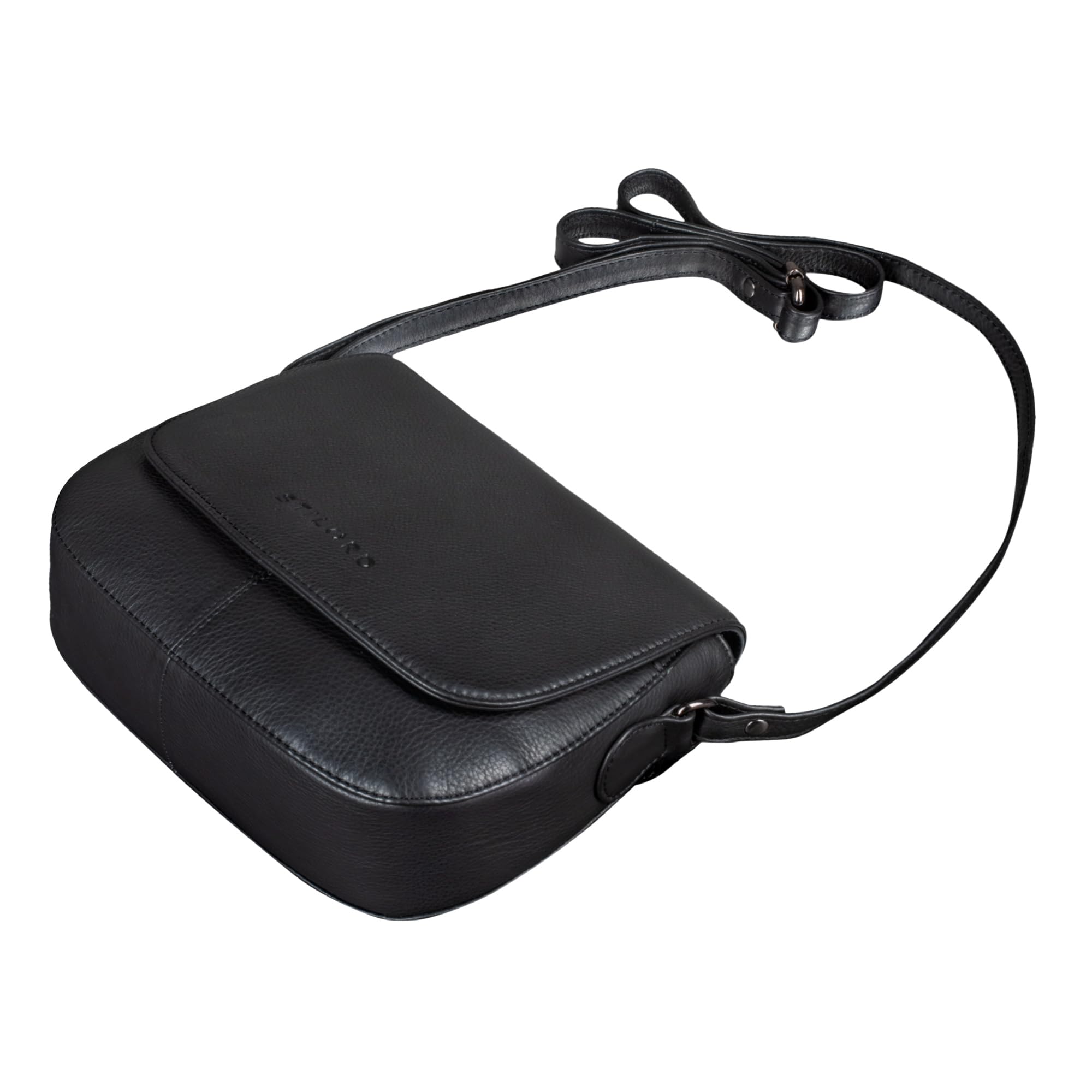 STILORD Savannah Umhängetasche Damen Leder Handtasche kleine Schultertasche Crossbody Bag Ausgehtasche Partytasche Echtleder Farbe:schwarz