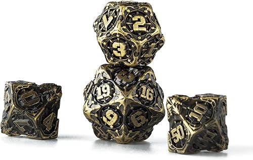 Miniatura 11 de DND - Juego de dados de metal poliédricos, juego de dados para juegos de rol para Calabozos y Dragones, juego de dados de 7 piezas, bandeja de dados