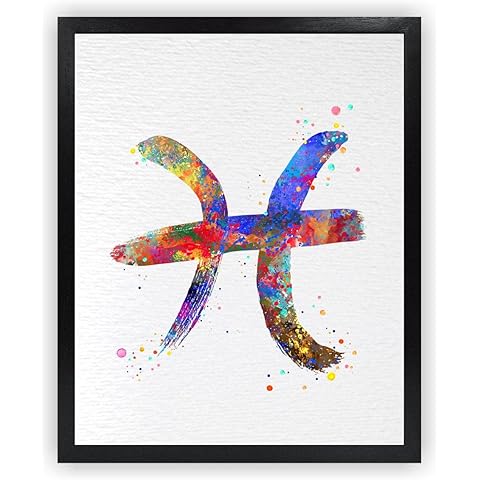 Dignovel Studios 8X10 Unframed Zodiac Sign Symbol Pisces Astrological Signs Astrology Abstract Love Motivational Smart Creative Watercolor Art Print Home Office Wall Décor Poster DN694
