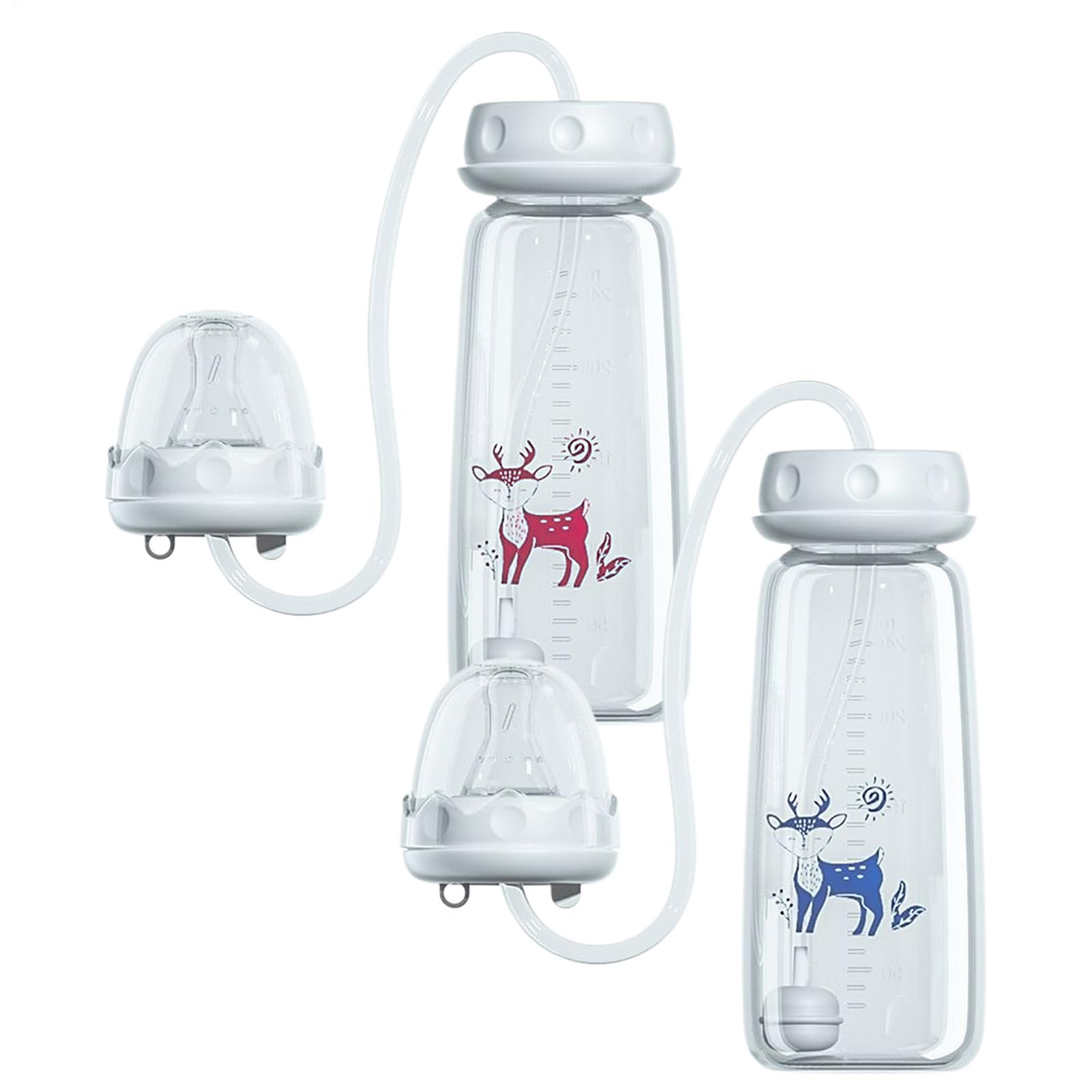 2 Stück Anti-Kolik Trinkflasche - 240ml Handfrei Babyflasche Aus Silikon, Verstellbare Schnellfluss Milchflasche Mit Saugnippel Und Trinkhalm Ab 3 Monaten, Für Drinnen Und Draußen