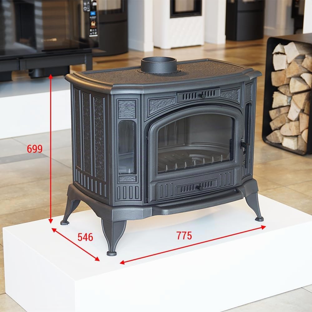 KRATKI Stufa a legna in ghisa KOZA K9 10 kW Ø150 A Ecodesign Ø130mm 10kW | Ghisa nero, efficienza 75%, classe A. Ecodesign.; combustione efficiente; basse emissioni; calore uniforme; struttura robusta