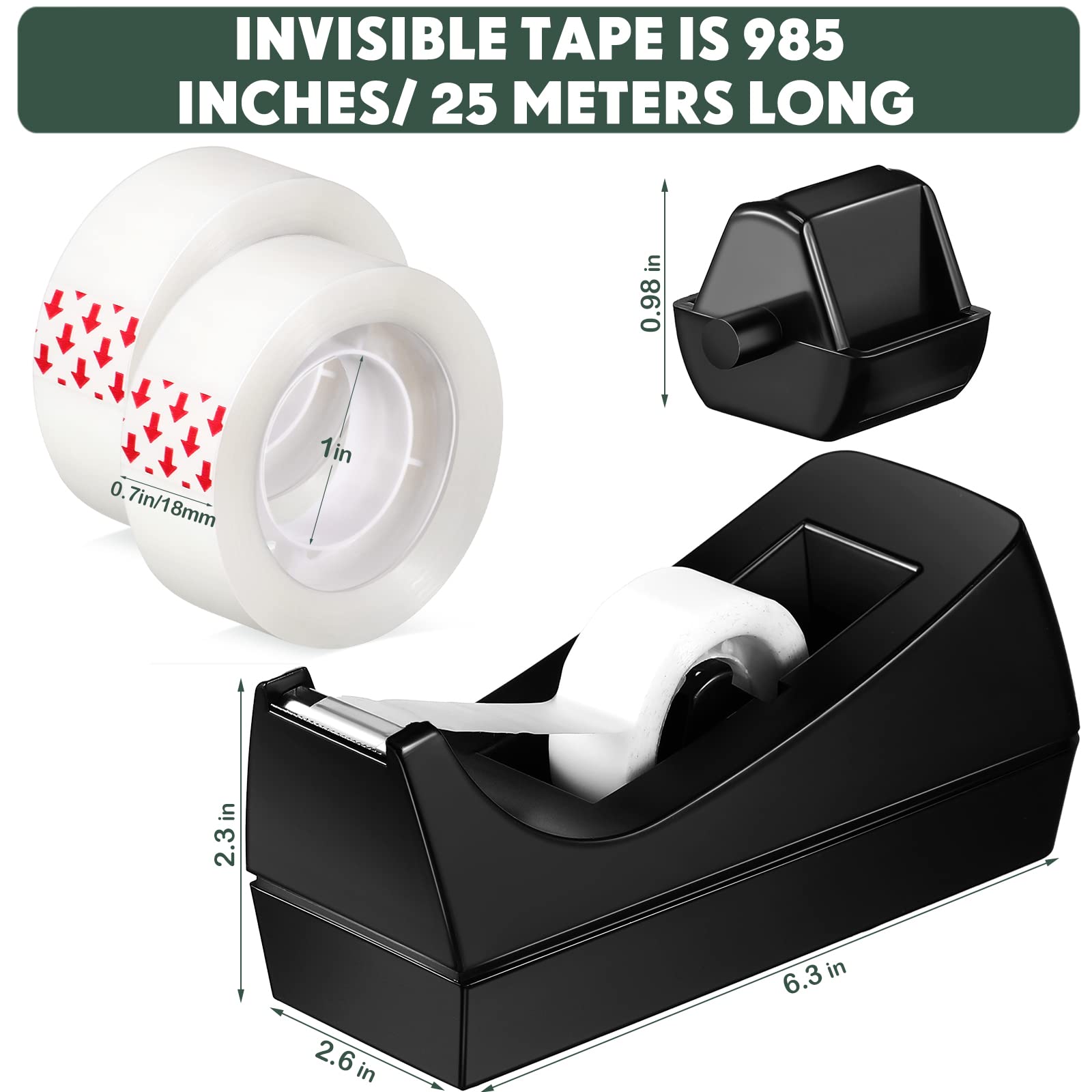 Yahenda Confezione da 10 dispenser per nastro adesivo da scrivania, con base antiscivolo, dispenser per nastro extra, rotoli di ricambio per nastro invisibile, dispenser per nastro da scrivania, per