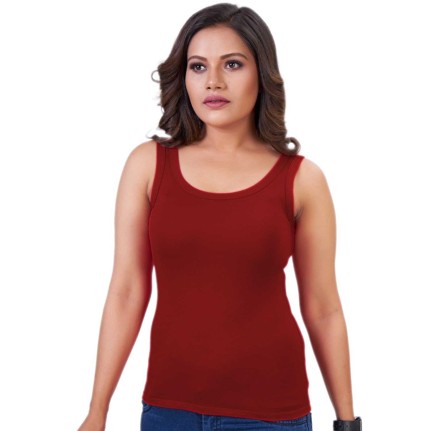 Navya Women's Cotton Knitted Regular Wide Shoulder Vest Pattern Sleeveless Camisole Spaghetti Inner Wear | Pack of 2 |-image-33