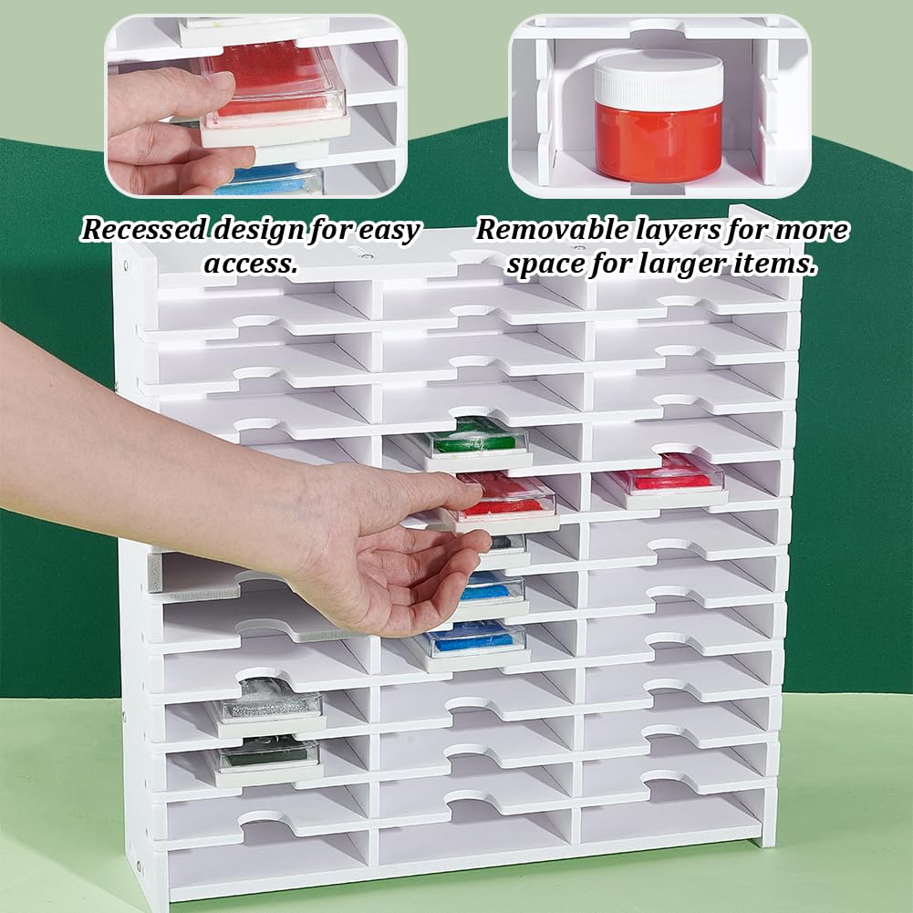 UNICRAFTALE Support de Rangement pour Tampons Encreurs 36 grille Boîte de Rangement pour Tampons Encreur Support Organisateur Tampon Encreur de Bureau Organisateur de Rangement Support Mural Empilable