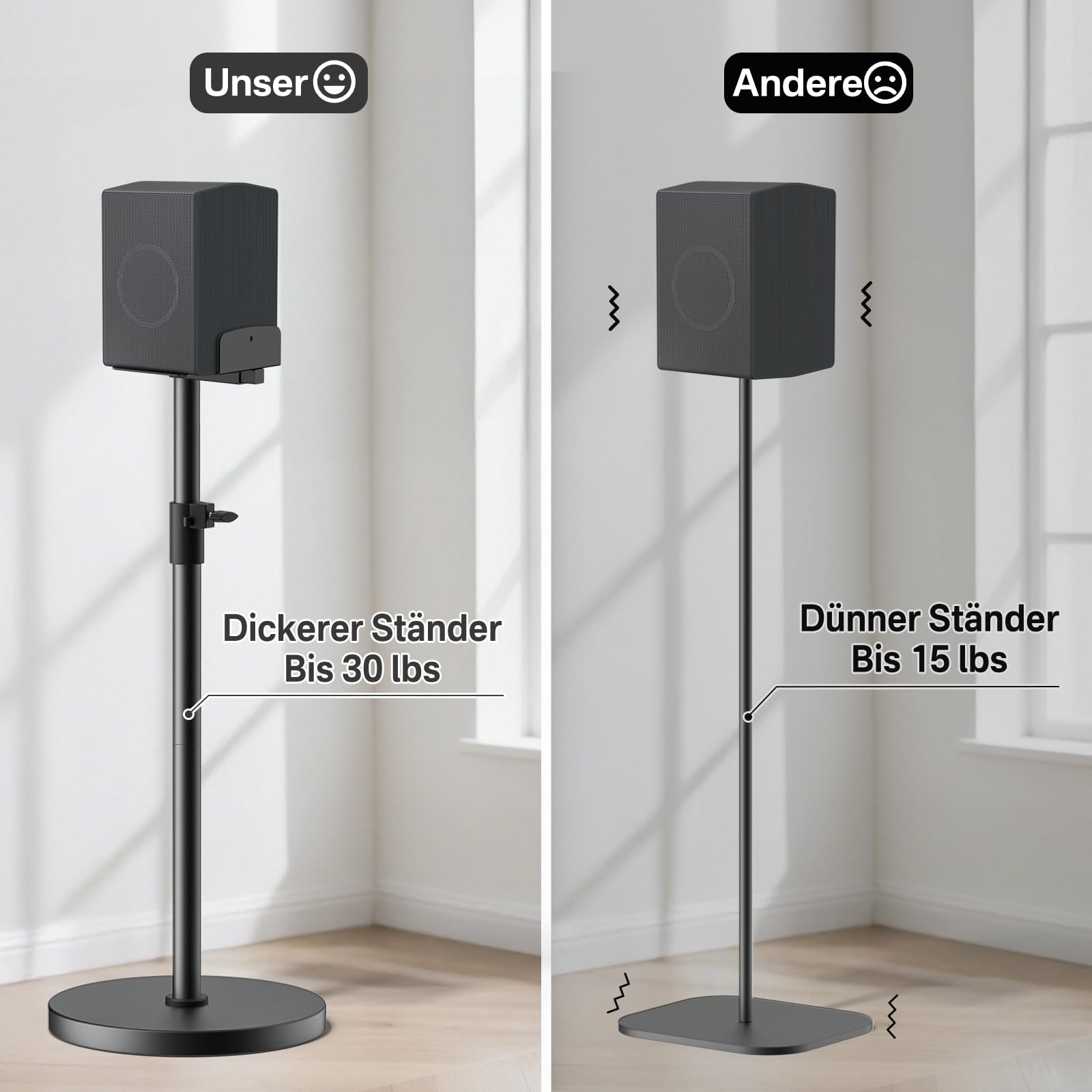 Supporto da Pavimento per gli Altoparlanti Posteriori per Samsung, Regolabile in Altezza 74–95 cm, Supporto per Altoparlanti Surround per Samsung HW-Q990F/HW-Q990D/HW-Q990C/HW-Q930F