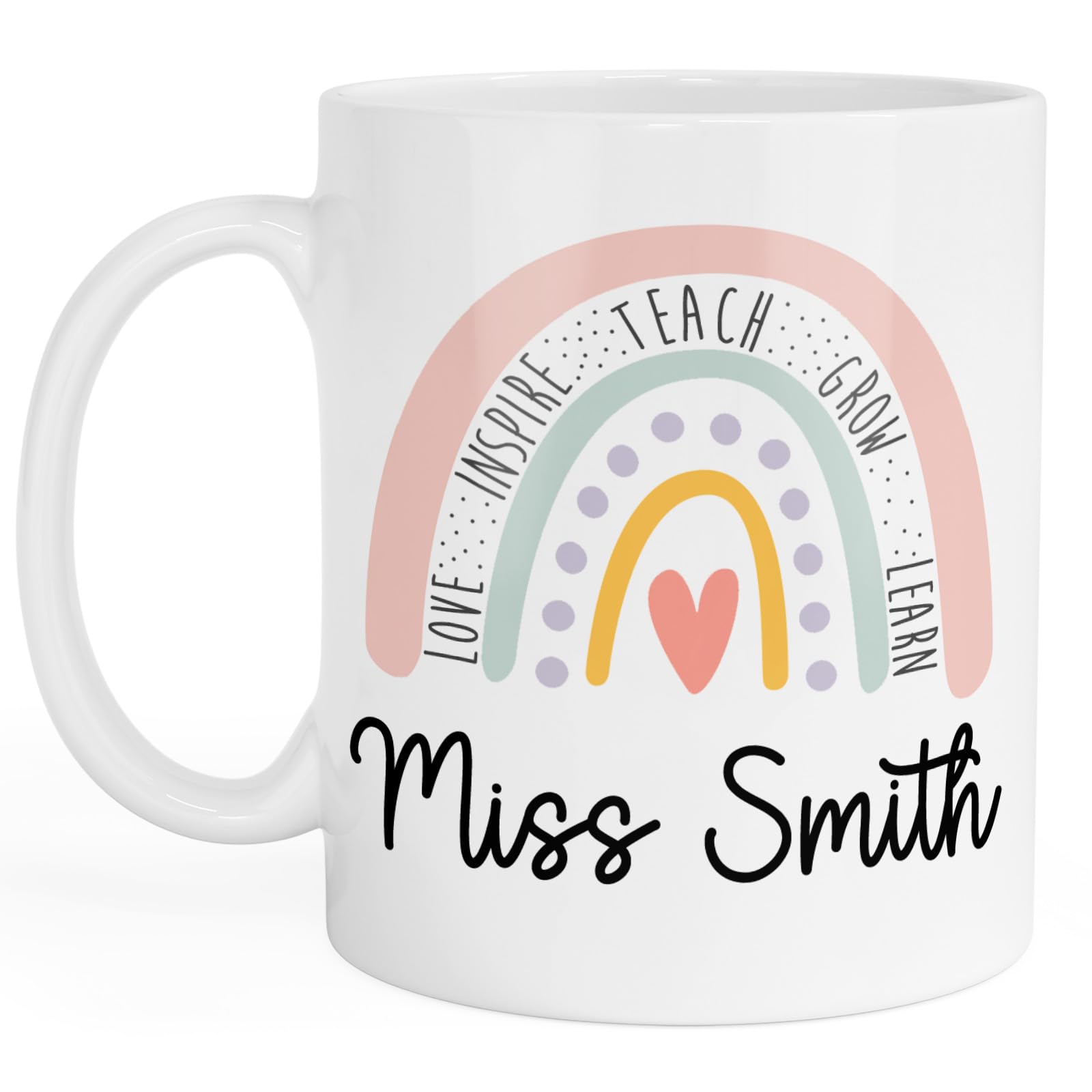 Personalised Teacher Mug - Watercolour Rainbow | Personalised Teacher Gift, Thank You Teacher Gift | End of Year Gift, Student Leaving Gift
