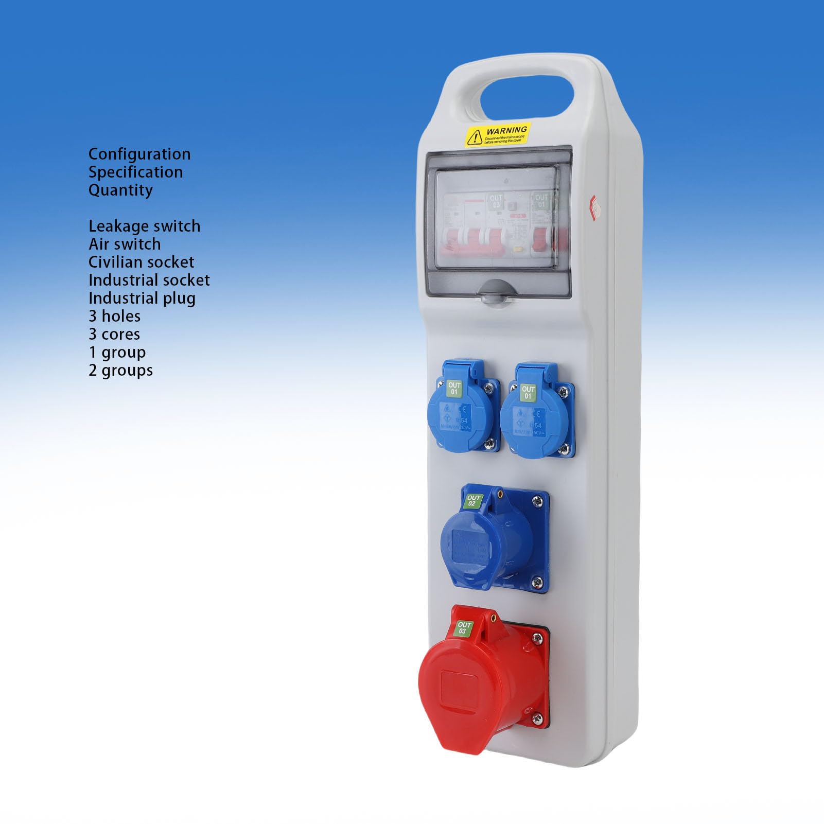 Garosa Caja de Zócalo Industrial a Prueba de Agua de Plástico ABS 490x140x90 Mm IP44-67 Clasificado con Interruptor de Circuito para el Taller del Sitio de construcción.