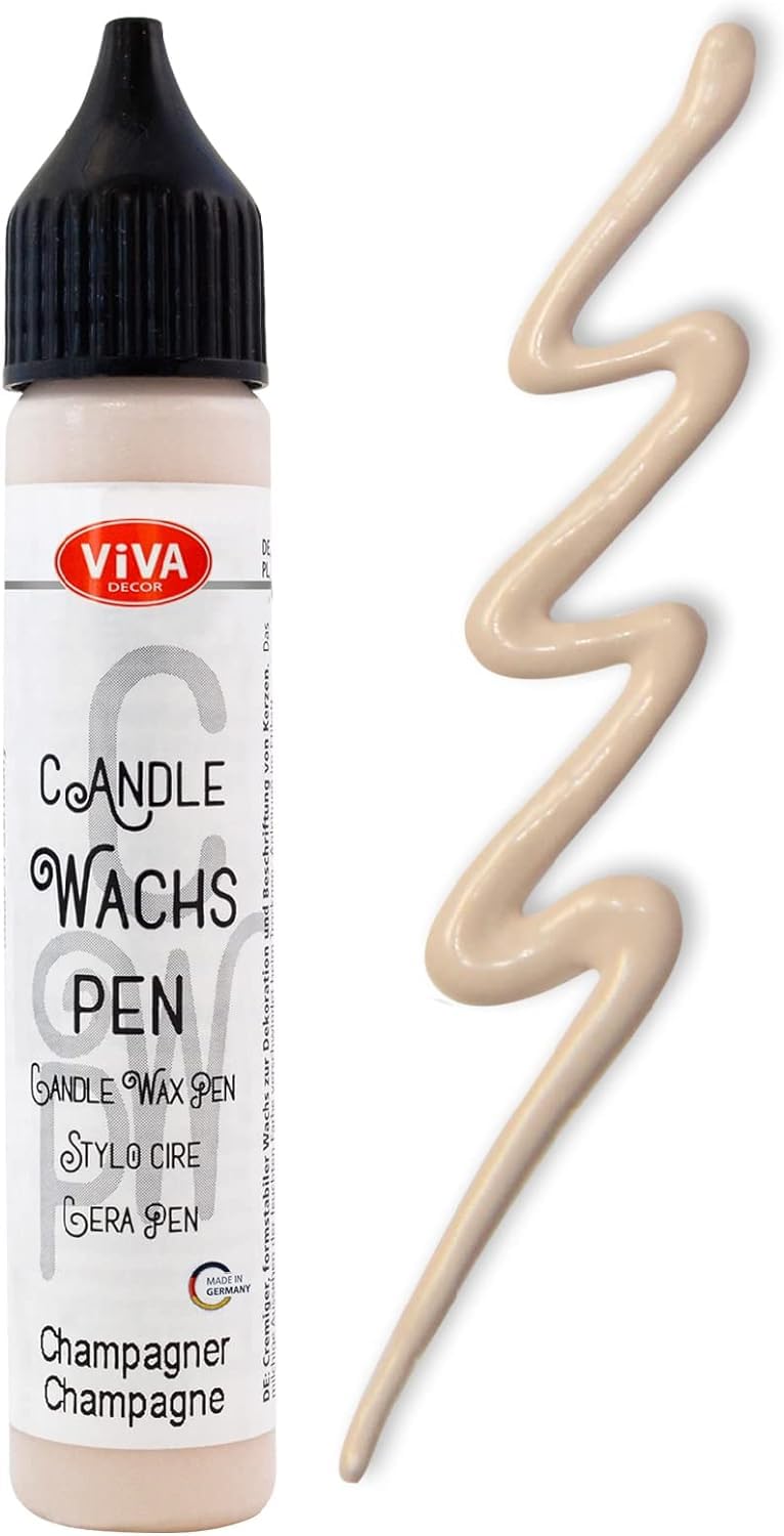 Viva Decor Wax Pen 28 ml (Champagne) Premium Candle Liner & Wax Pen - Ideal for Individual Candle Design - High-Quality Wax Pen for Painting, Decorating & Personalising