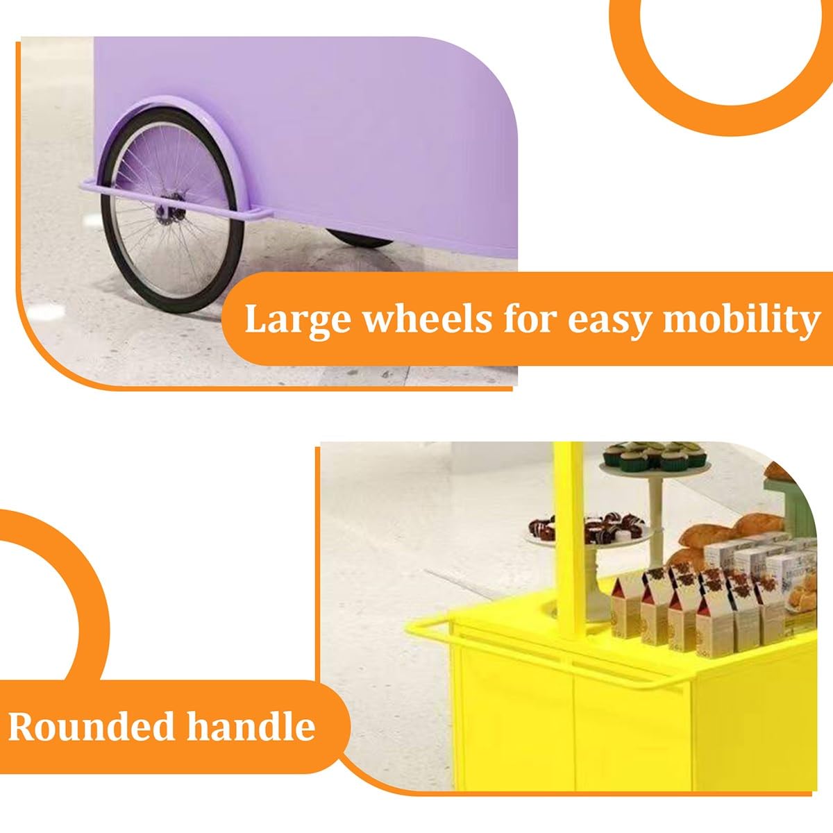 Carro de Venta Ambulante de Hierro con Toldo, Carrito para Comida y Eventos | Black